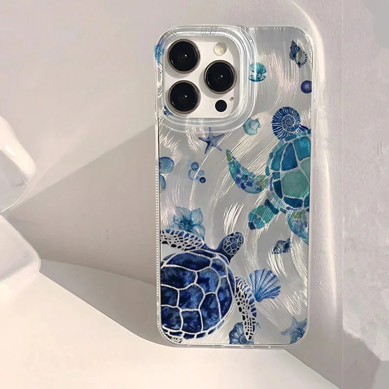 Transparent Turtle Design Iphone Case With Seashells on Luulla