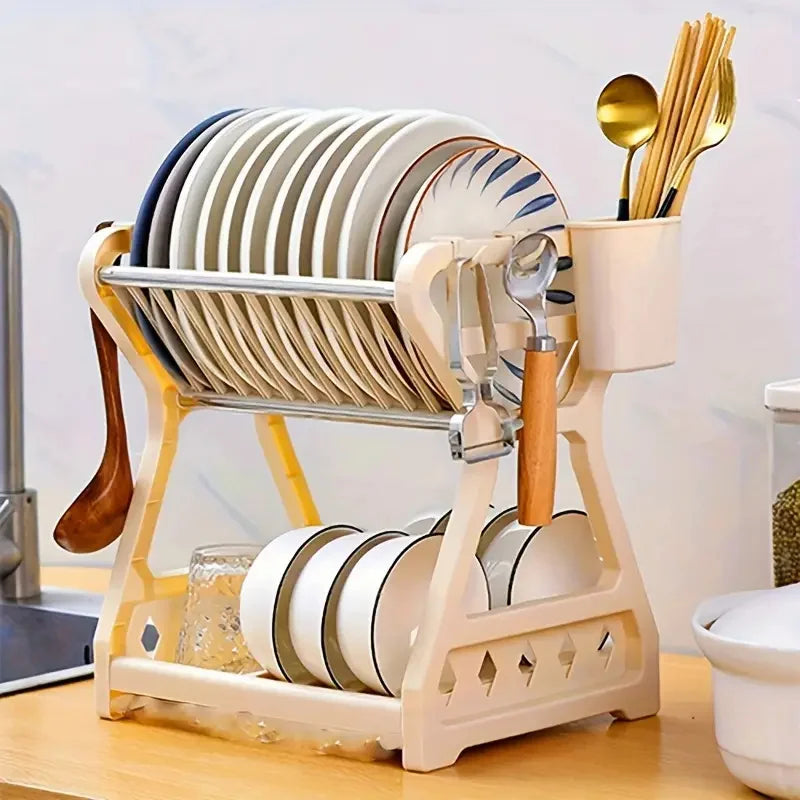 Two-tier Dish Rack With Utensil Holder on Luulla