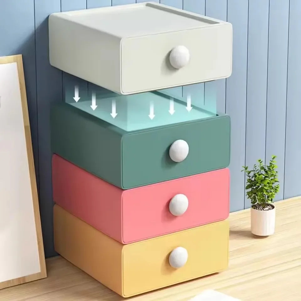 Colorful Stackable Storage Drawers With Round Handles on Luulla